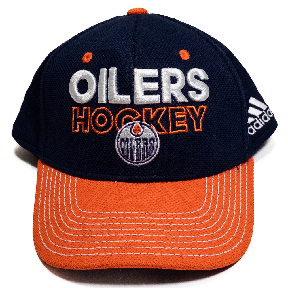 Adidas Edmonton Oilers Hockey‎ Flex Fit Cap S M Navy Orange NHL